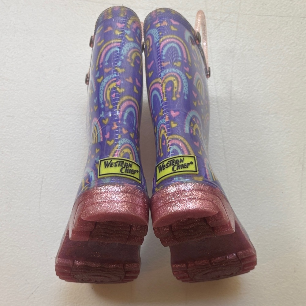 Western Chief - Kids' Purple Rainbow Boots - light up